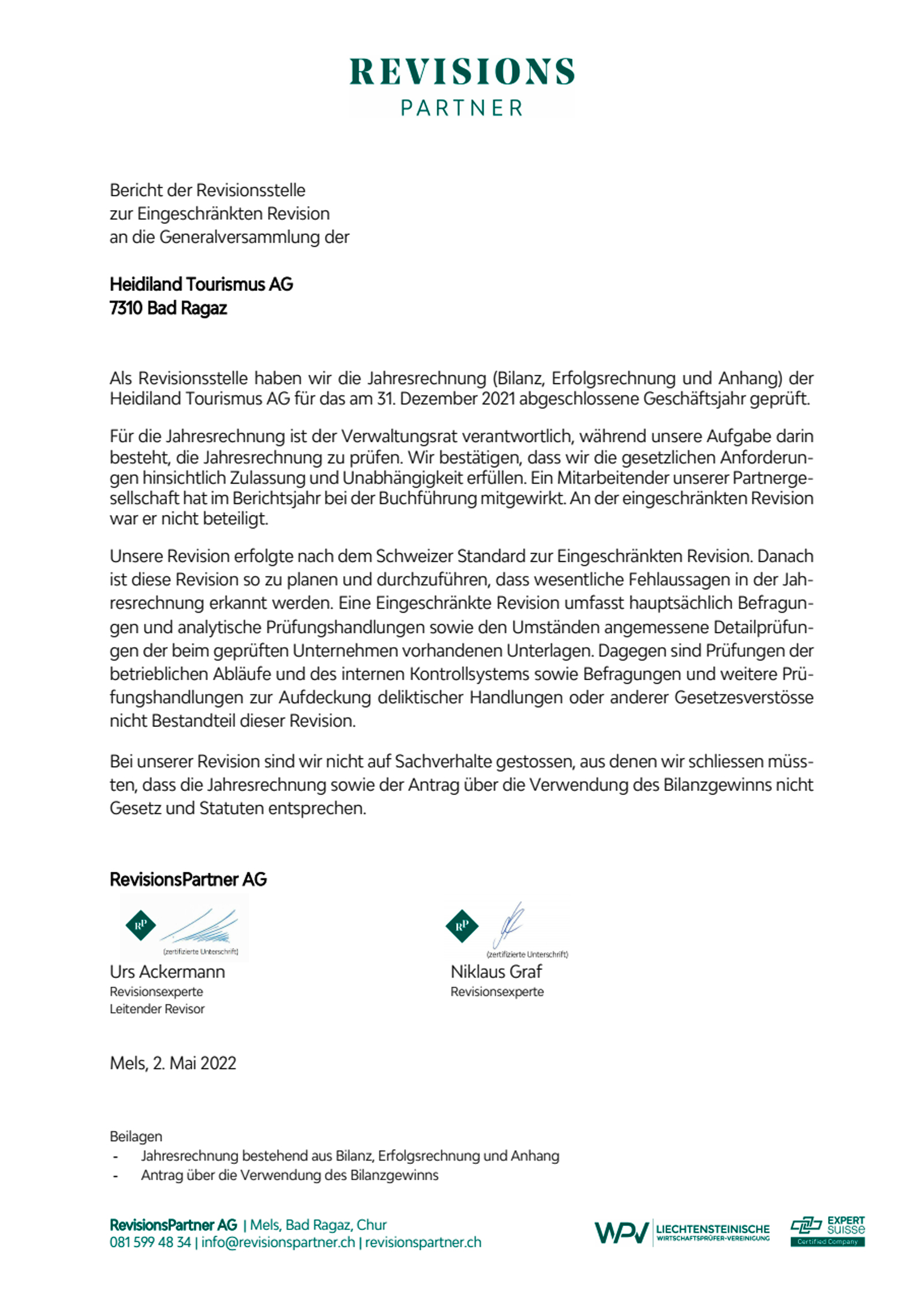 Bericht der Revisionsstelle