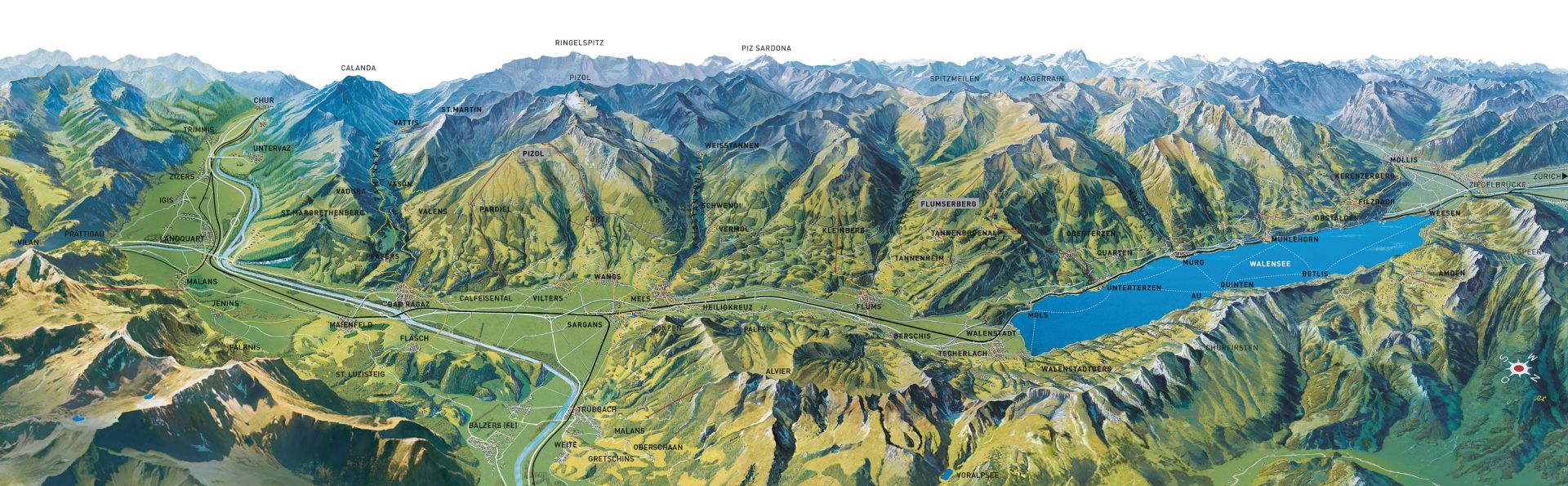 Panoramakarte Heidiland